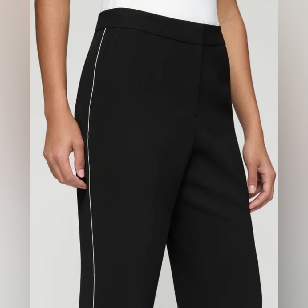 Lafayette 148 Finesse Crepe Piped Flared Pant 20W Black Excellent Condition $698